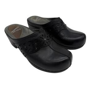 Dansko Women’s Black Leather Cutout Clogs Slip-On Size 36 Comfort Work Shoes